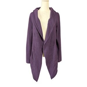 Kenar Cardigan Sweater Womens Medium‎ Purple 100% Cashmere Open Front Draped Hem